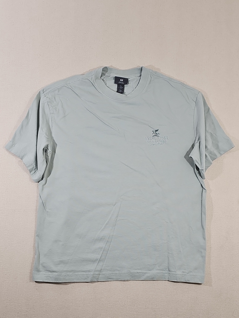 H&M Men's Sage Green Short-Sleeve Crew T-Shirt